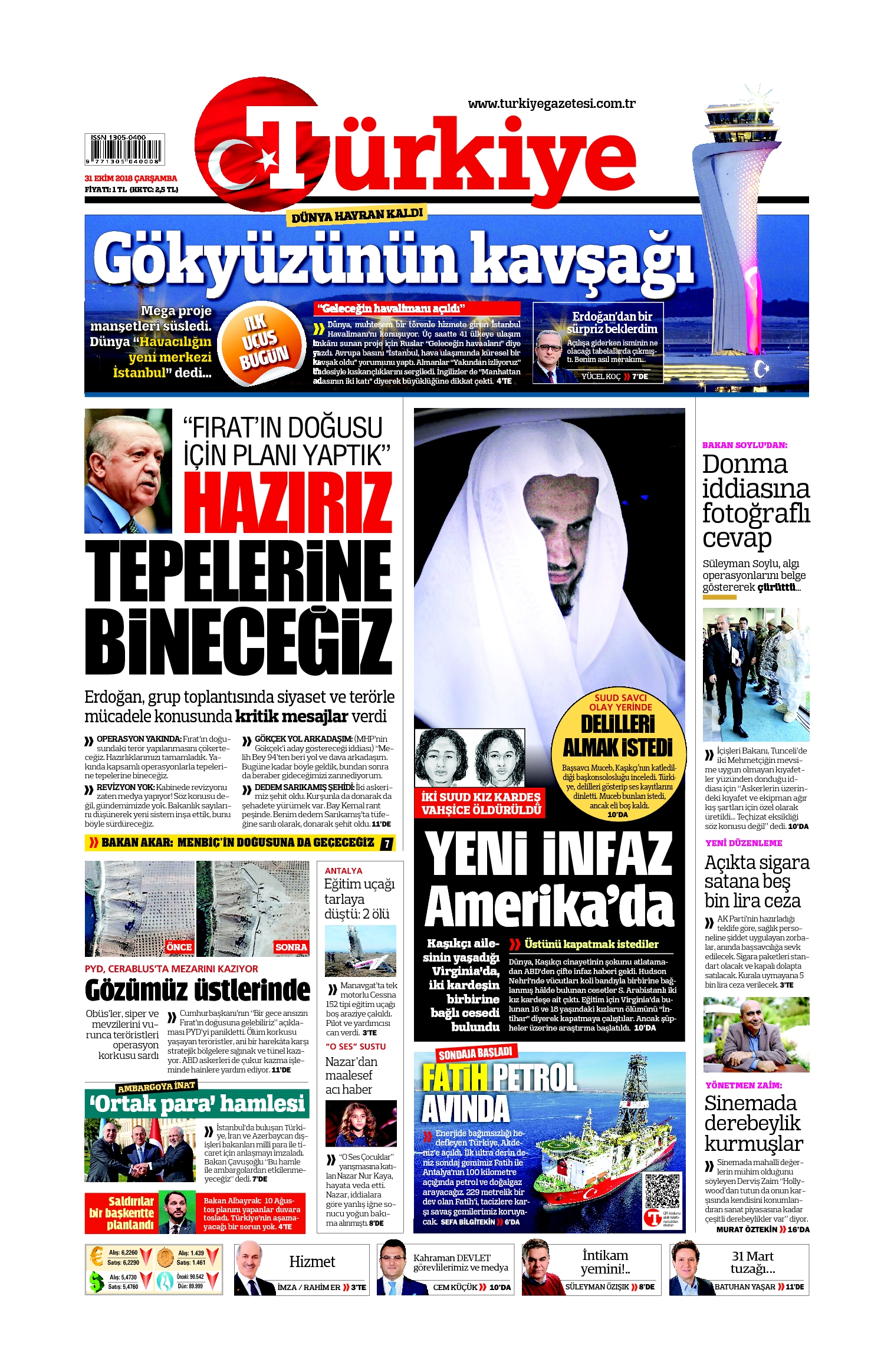 Türkiye Gazetesi e-gazete — 31 Ekim 2018
