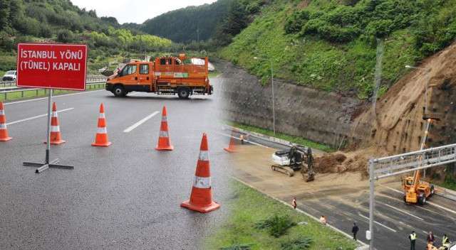 Bolu Dağı Tüneli'nde toprak kayması nedeniyle İstanbul yönü trafiğe kapatıldı